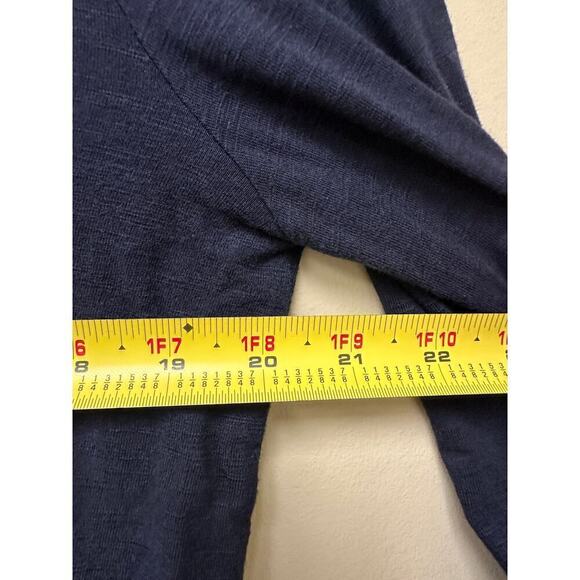 Talbots Navy Blue Roll Tab Sleeve Open Front Draped Waterfall Cardigan Size S - Picture 7 of 10